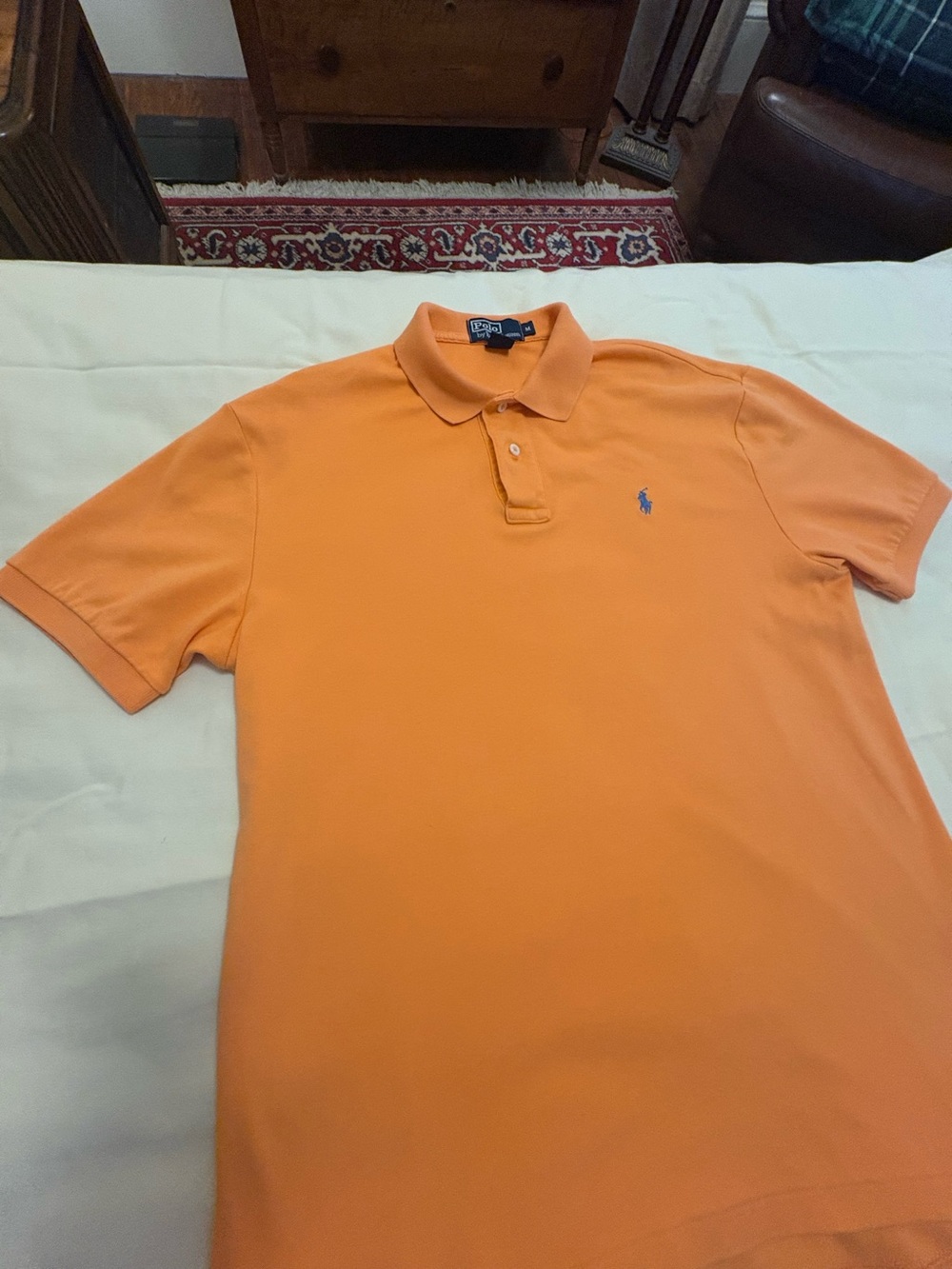 Ralph Lauren Orange Short-Sleeve Polo with Blue Pony
